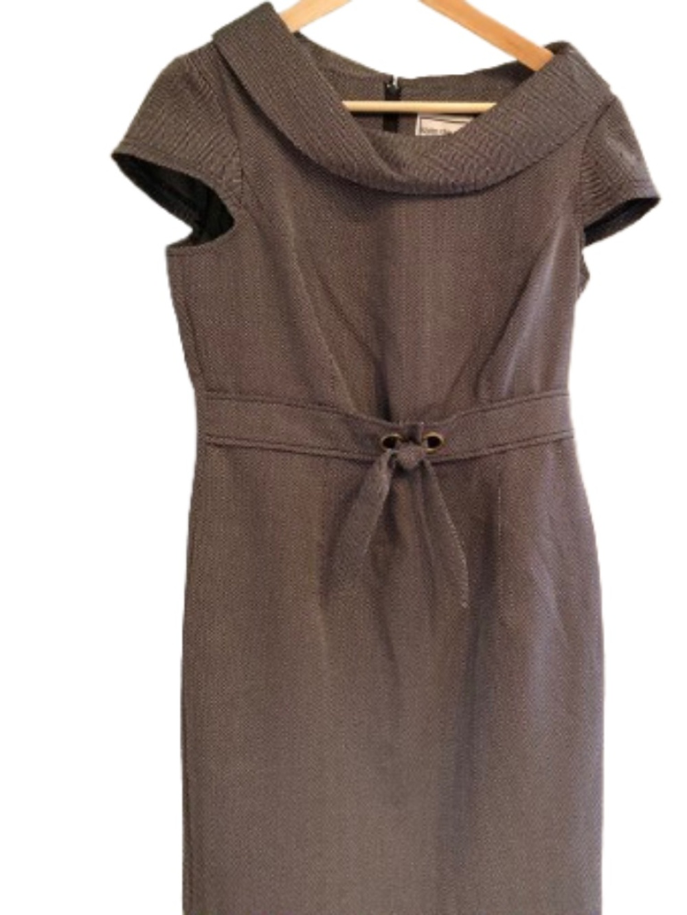 Karin Stevens Heather Gray Midi Sheath Dress with Tie Waist
